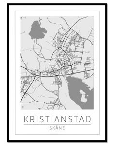 Tavla med ram Kristianstad Karta 50x70