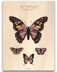 Poster 30x40 Barnmotiv Butterflies Vintage